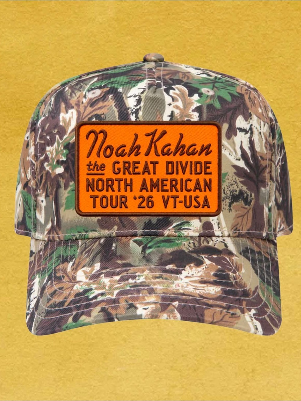 Noah Kahan The Great Divide Tour 2026 Camouflage Hat Classic Fit Adjustable